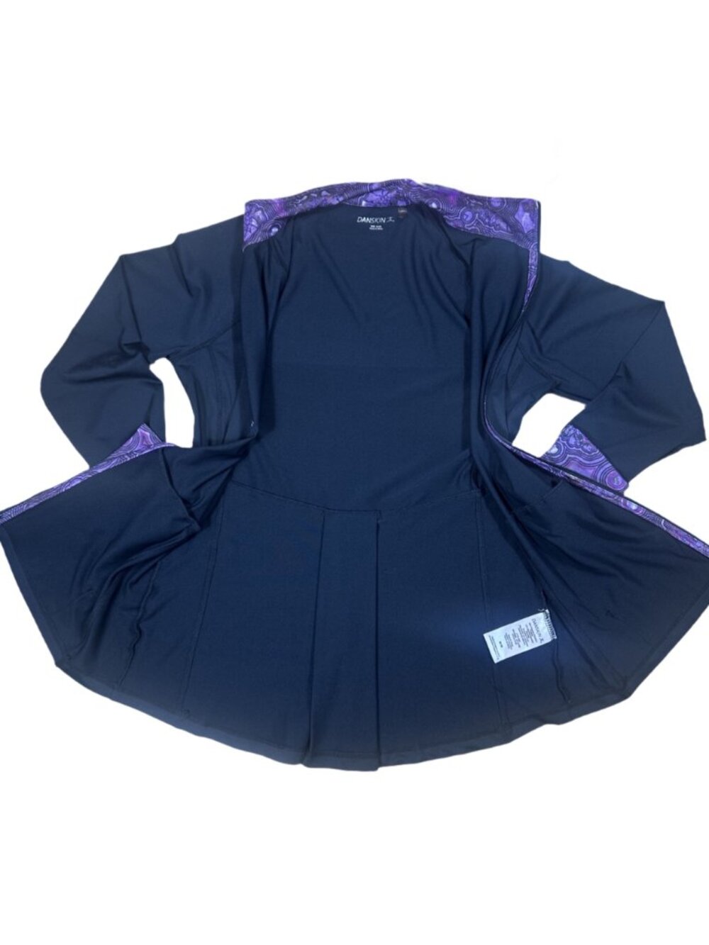 ✨ Danskin Black Full Zip Activewear Jacket Medium Purple Paisley Trim Yoga ✨ - Picture 5 of 6